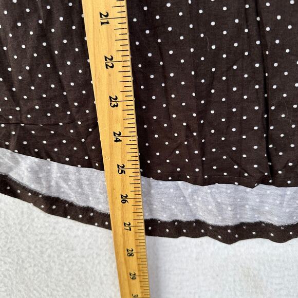 Charter Club Brown Polka Dot Tunic Blouse Womens L Peasant Boho Ruffle Twee Soft - Picture 10 of 12